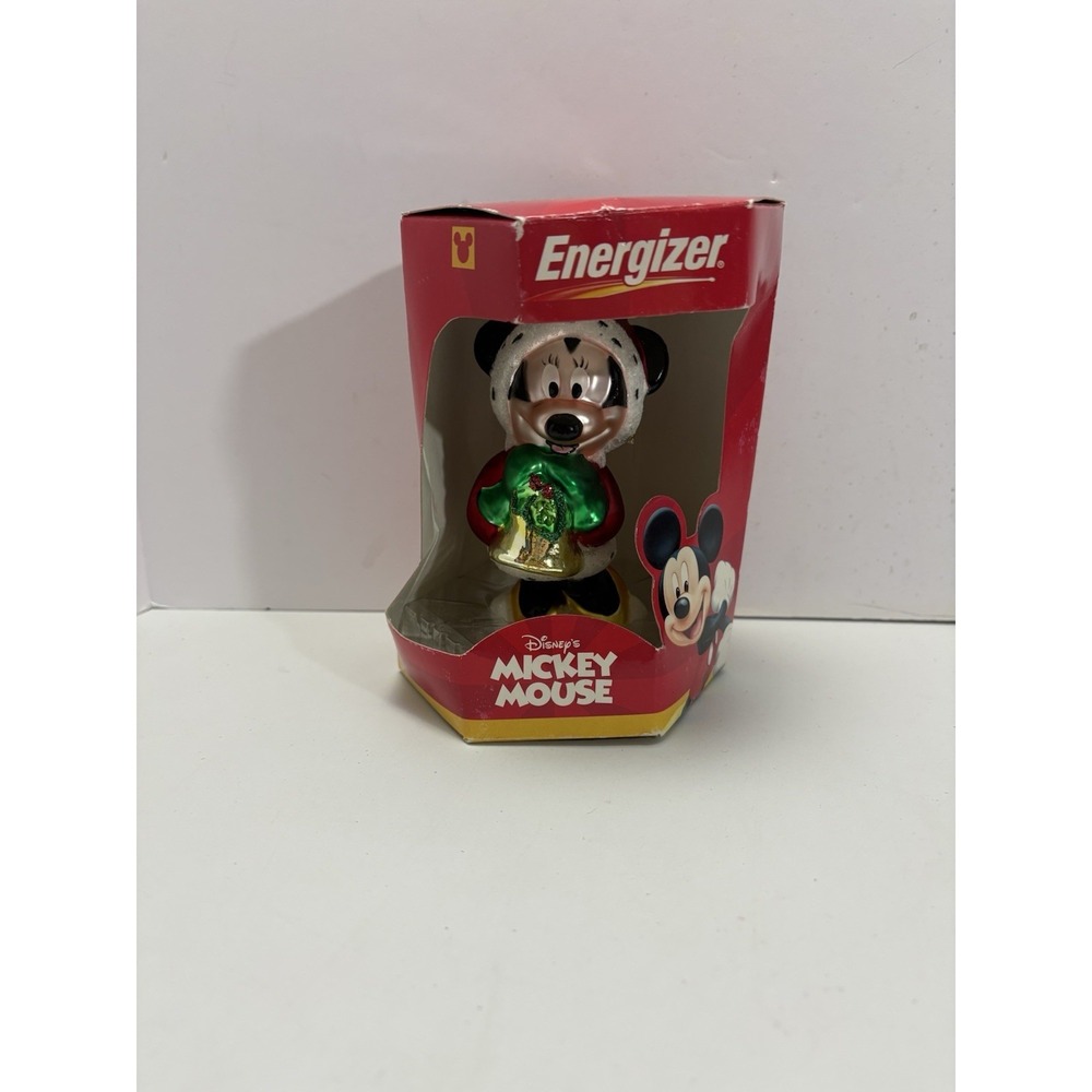Vtg 2000 Disney Mickey Mouse Christmas Ornament Blown Glass Energizer Giveaway